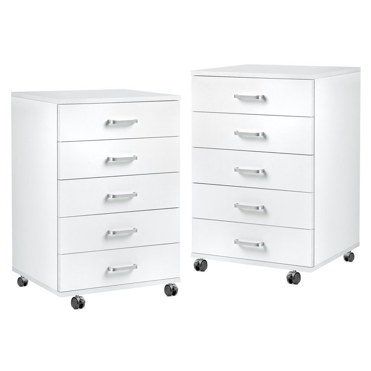 5 Drawer Rolling Storage Chest (Set of 2) Tusy Color: White