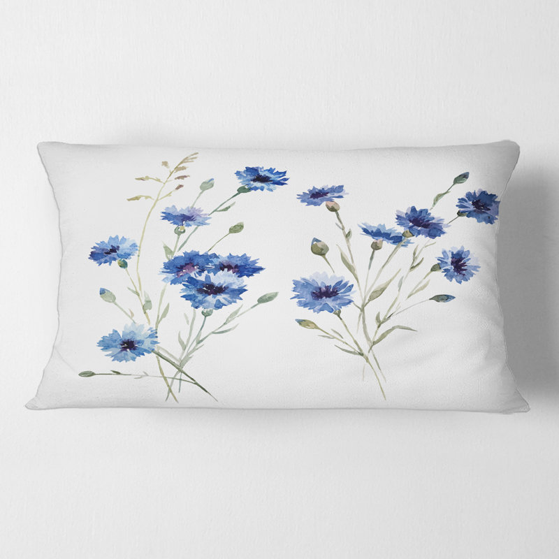 Cornflowers with Leaves III Rectangular Pillow Cover & Insert