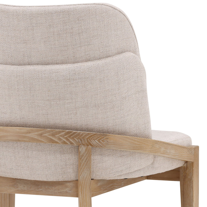 Jacquelyn Elm Upholstered Dining Chair, Off-white, White, Beige