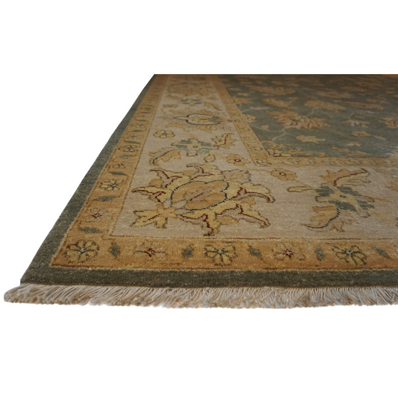 Tapis oriental bleu clair / beige en laine noué à la main Notting Hill, Rectangle 4 pi x 6 pi