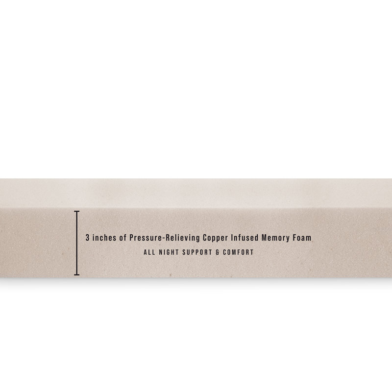 3" Copper Infused Memory Foam Mattress Topper, Twin