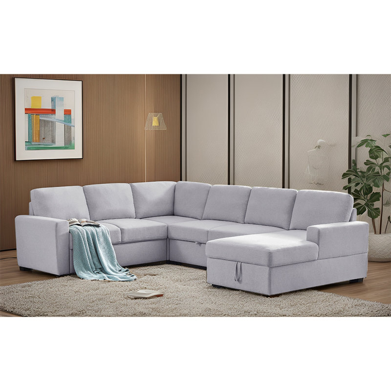 Canapé modulaire 4 pièces Calliegh, Lin gris