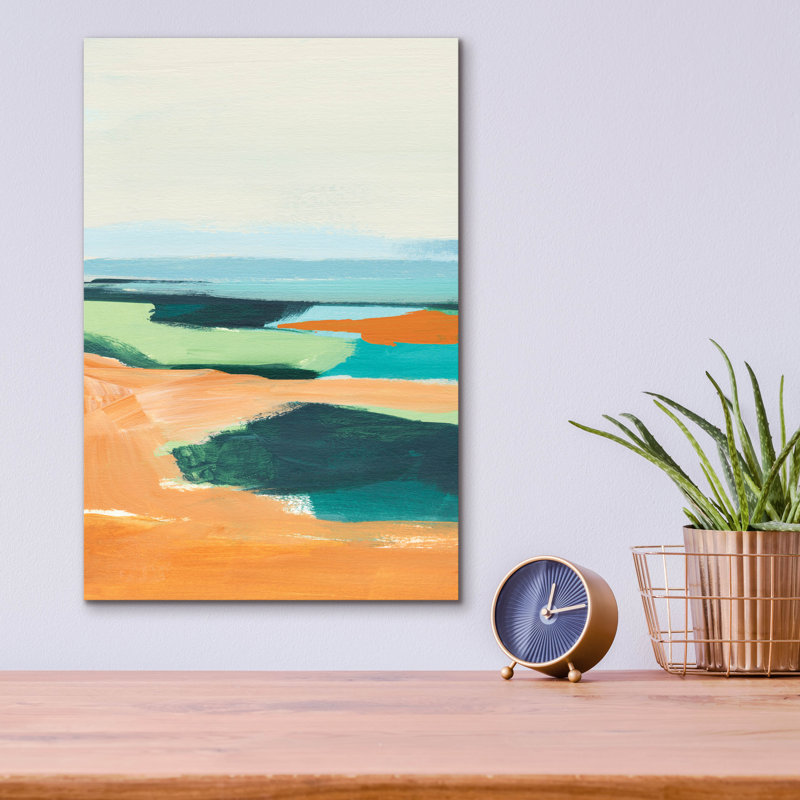  «Aqua and Orange 2» par Annie Warren, art mural en verre acrylique, 24 po x 36 po, H 16 po x l 12 po x P 0,13 po