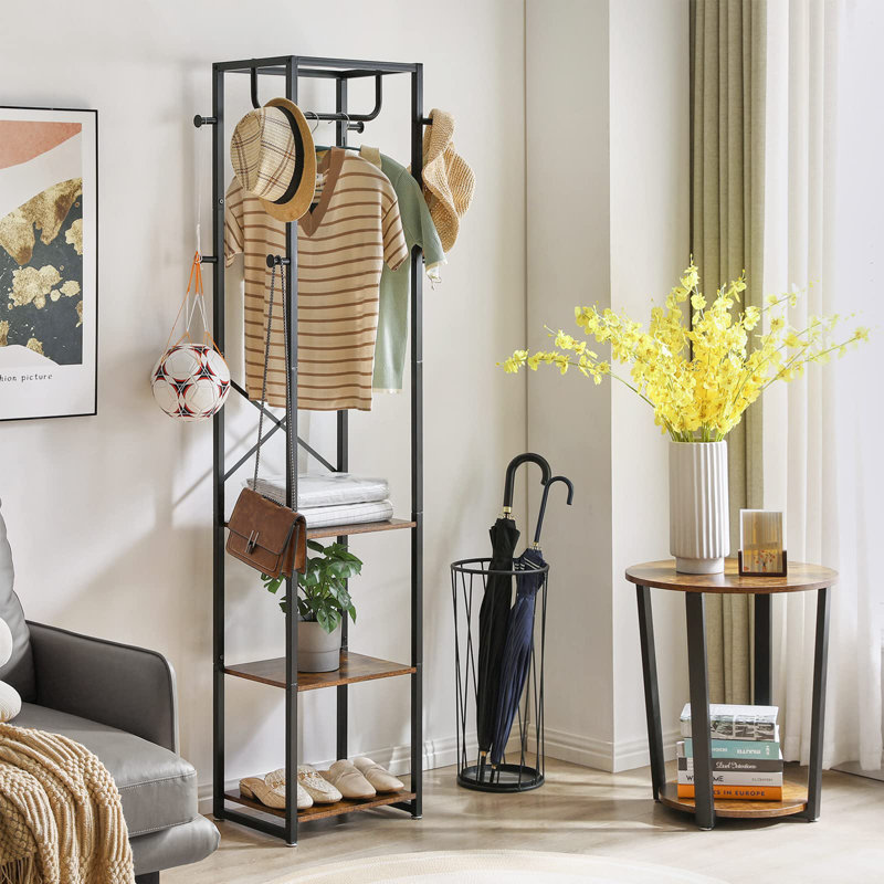 Andromedae Freestanding 8 - Hook Coat Rack, Rustic Brown