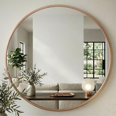 Adelina 30-Inch Round Metal Wall Mirror