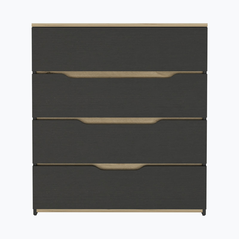 Commode 4 tiroirs Reedsville, Multicolore / noir