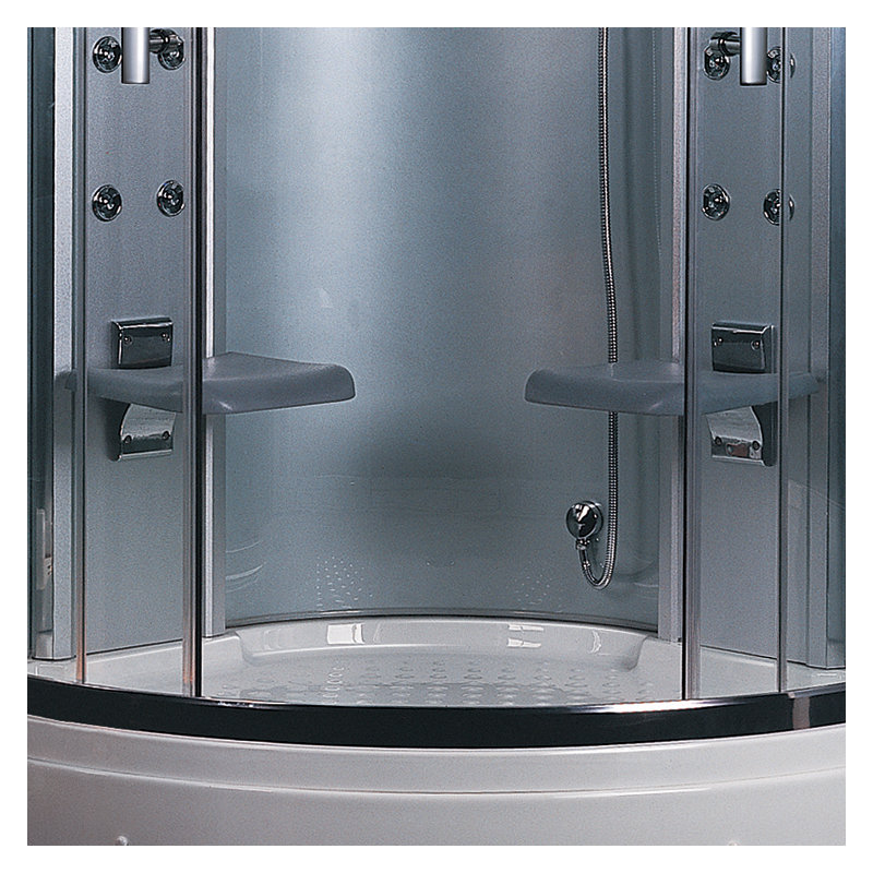 Douche à vapeur ronde coulissante en platine de 47,2 po x 87,5 po avec base incluse