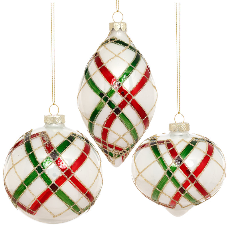 Holiday Plaid Ornament, Box Of 6- 4-5 Inches