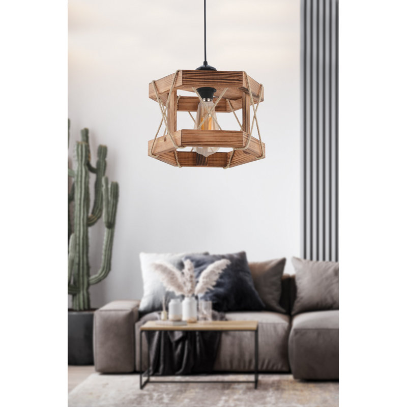 Elegant Wooden Chandelier, Brown Finish, 10.2 x 11.8 inches | Adjustable Height: 25.6 inches | E27 Socket, Max 40W | CE Certified | Perfect for Dining Room, Living Room & Entryway | Stylish & Functional Lighting Solution