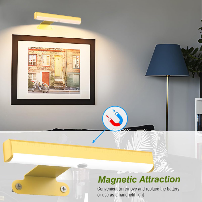 Luminaire photo sans fil 4 pièces avec télécommande, appliques murales à piles, minuterie 3 couleurs et lumières à intensité variable avec cadre à DEL