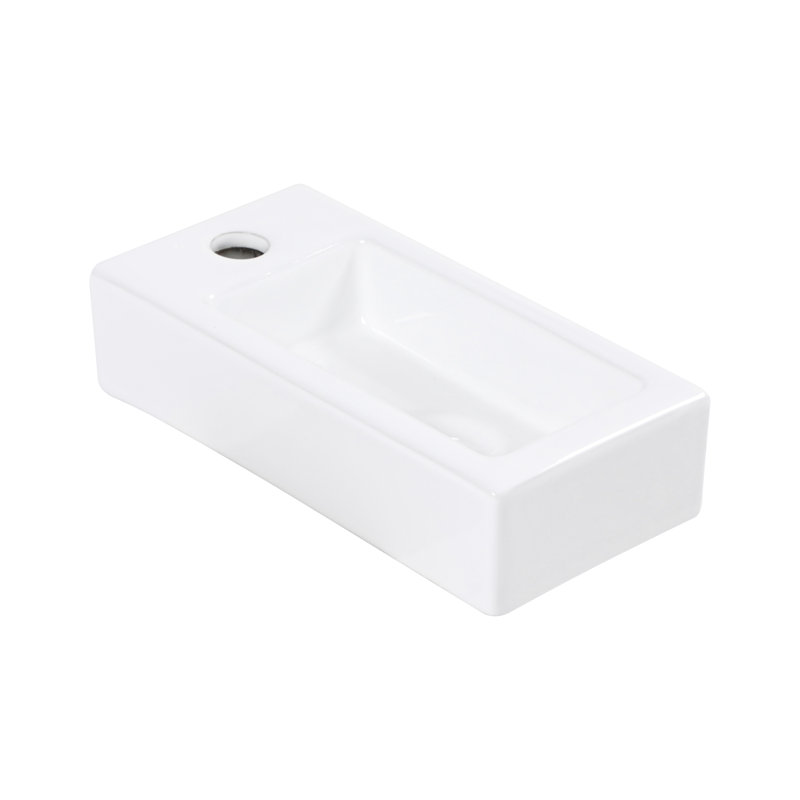 White Ceramic Rectangular Bathroom Wall Mount Sink - 14.91X7.25 Inch, Stain-, Low Water Absorption, Acid , Modern Captivating With Faucet Hole Inch Rectangular, Stain Resistance, Enrapturing