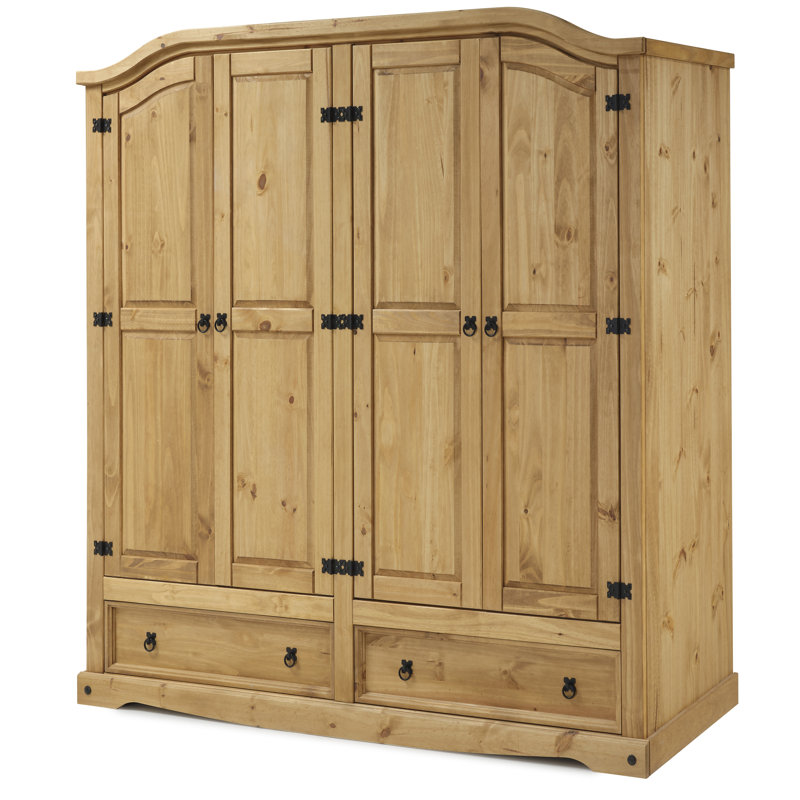 Faywood 4 Door Solid Wood Wardrobe, Antique Wax
