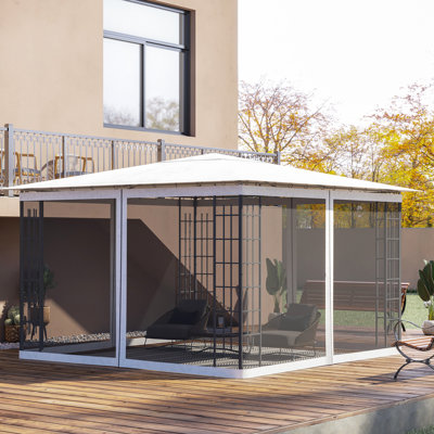 10' X 12' Patio Gazebo Netting Replacement Sidewall, White - From And Debris, Simple Installation Steps Mesh Sidewall Netting, Keep Outdoor Area - Tidy, Easy Process