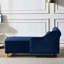 Méridienne en velours doux avec rangement en bleu marine - Design élégant et pieds dorés pour le salon Chambre / salon confortable et caché-1407193261