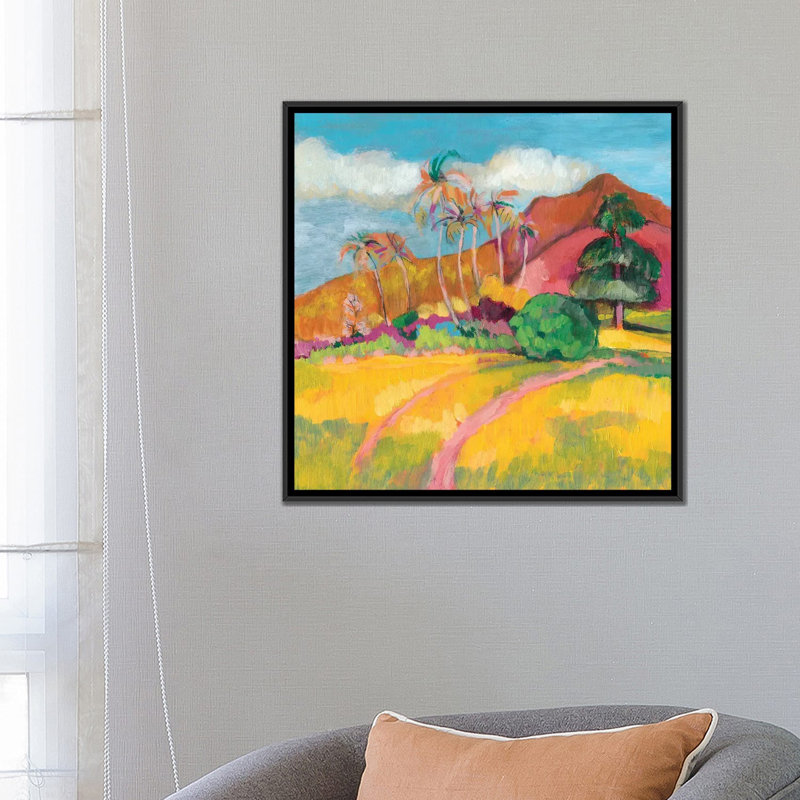 « ode to gauguin i », impression sur toile, H 26 po x l 26 po x P 1,5 po, Toile avec cadre noir, Pas de tapis