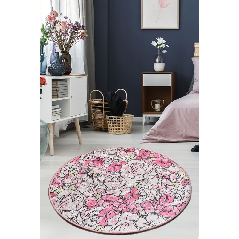Premium Round Area Rug, 79.0 Inches, 100% Polyester, 0.16-Inch Pile Height | Antibacterial, Non-Slip Underside, Machine Washable | Perfect for Living Room, Bedroom, and Dining Areas, Soft & Durable Design