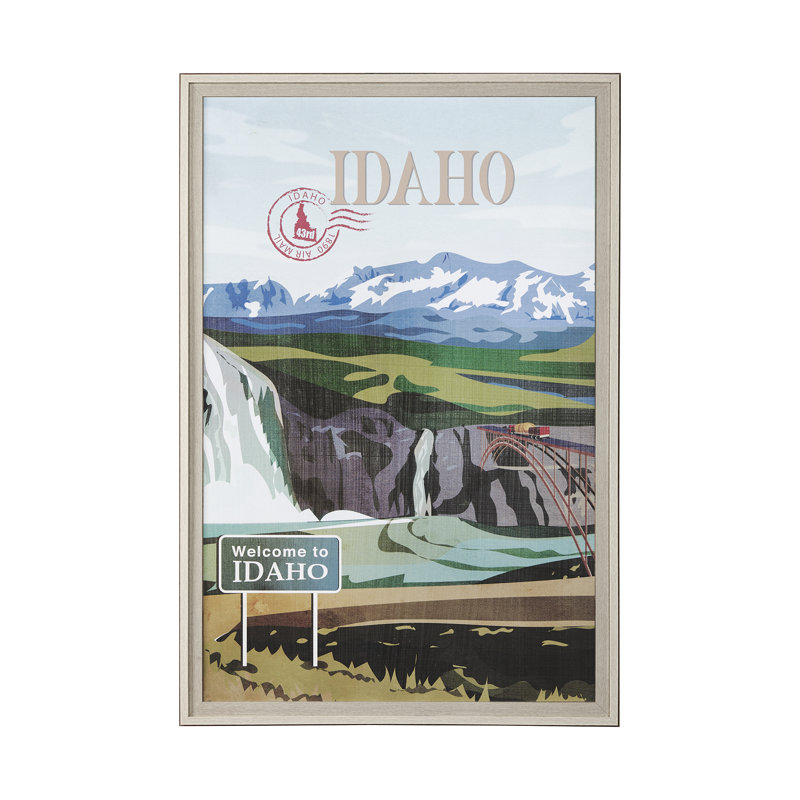 Idaho Go par Simone, reproduction d'art encadrée sous verre, H 61,5 po x l 41,5 po x P 1,5 po, Cadre photo brun / noyer