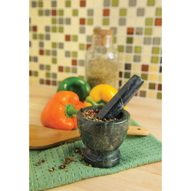 Ensemble de mortier et pilon en marbre Fox Run Brands, H 4,5 po x l 1,4 po x P 1,4 po
