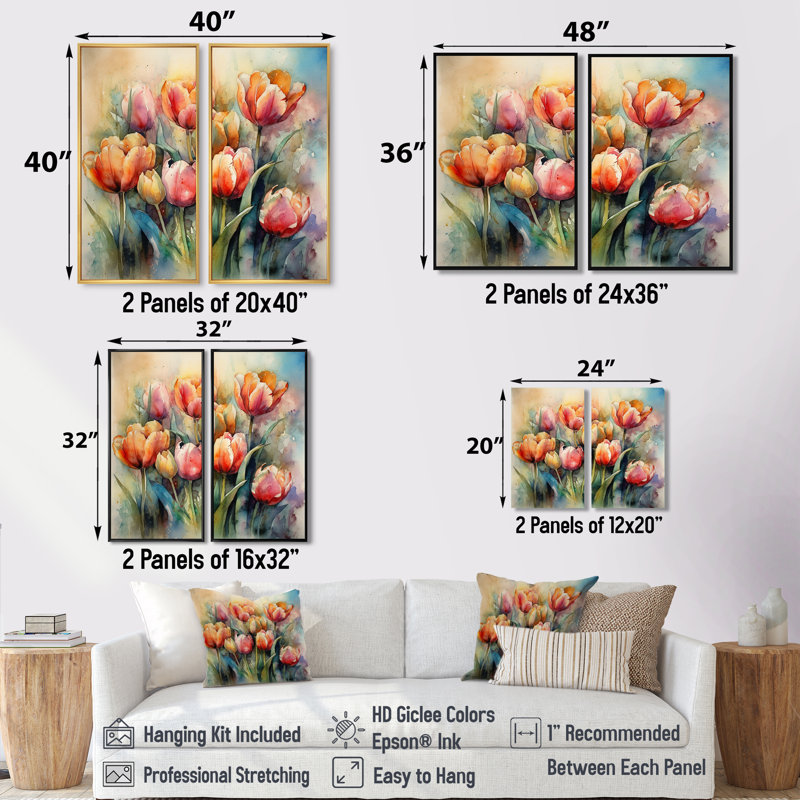 Ristau - Tulipe, grandes impressions sur toile, Black, 36" H x 48" W, Impression encadrée flottante