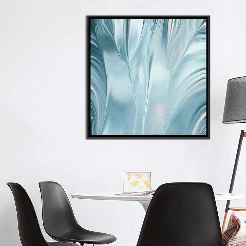 «Flowing Water III», reproduction sur toile tendue, H 26 po x l 26 po x P 1,5 po, Toile avec cadre noir, Pas de tapis