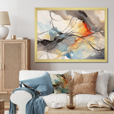 Marbre sérénité coloré gris aquarelle vagues I - formes abstraites grand art mural