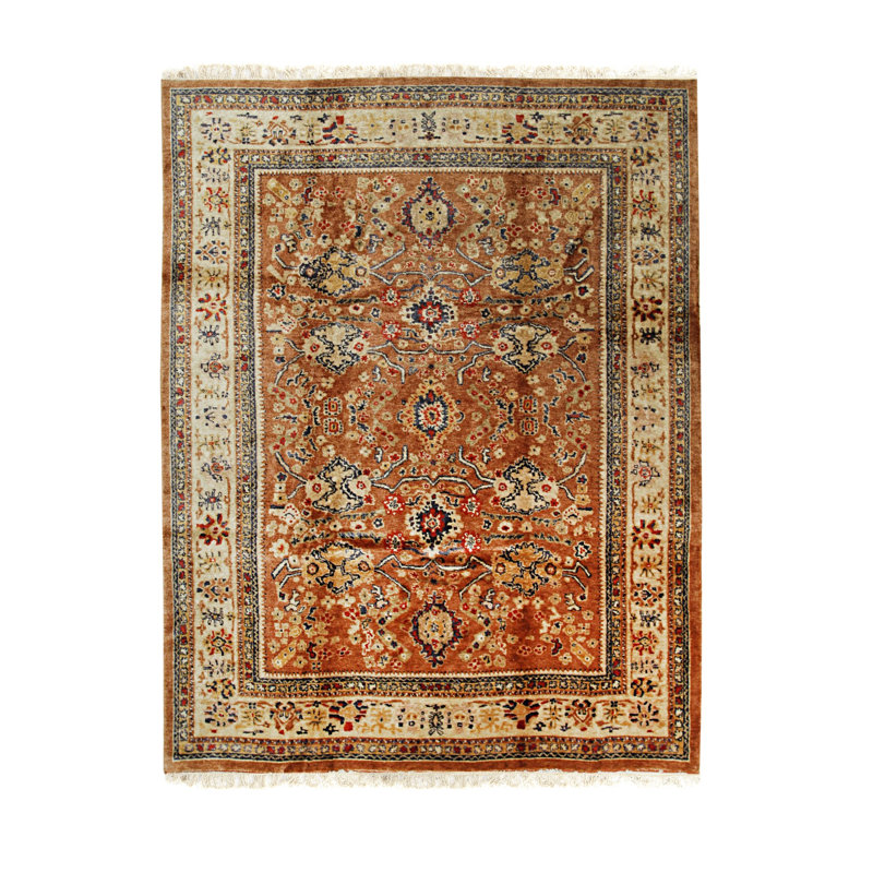 Brown Hand Knotted Area Rug, Rectangle 9' x 12'