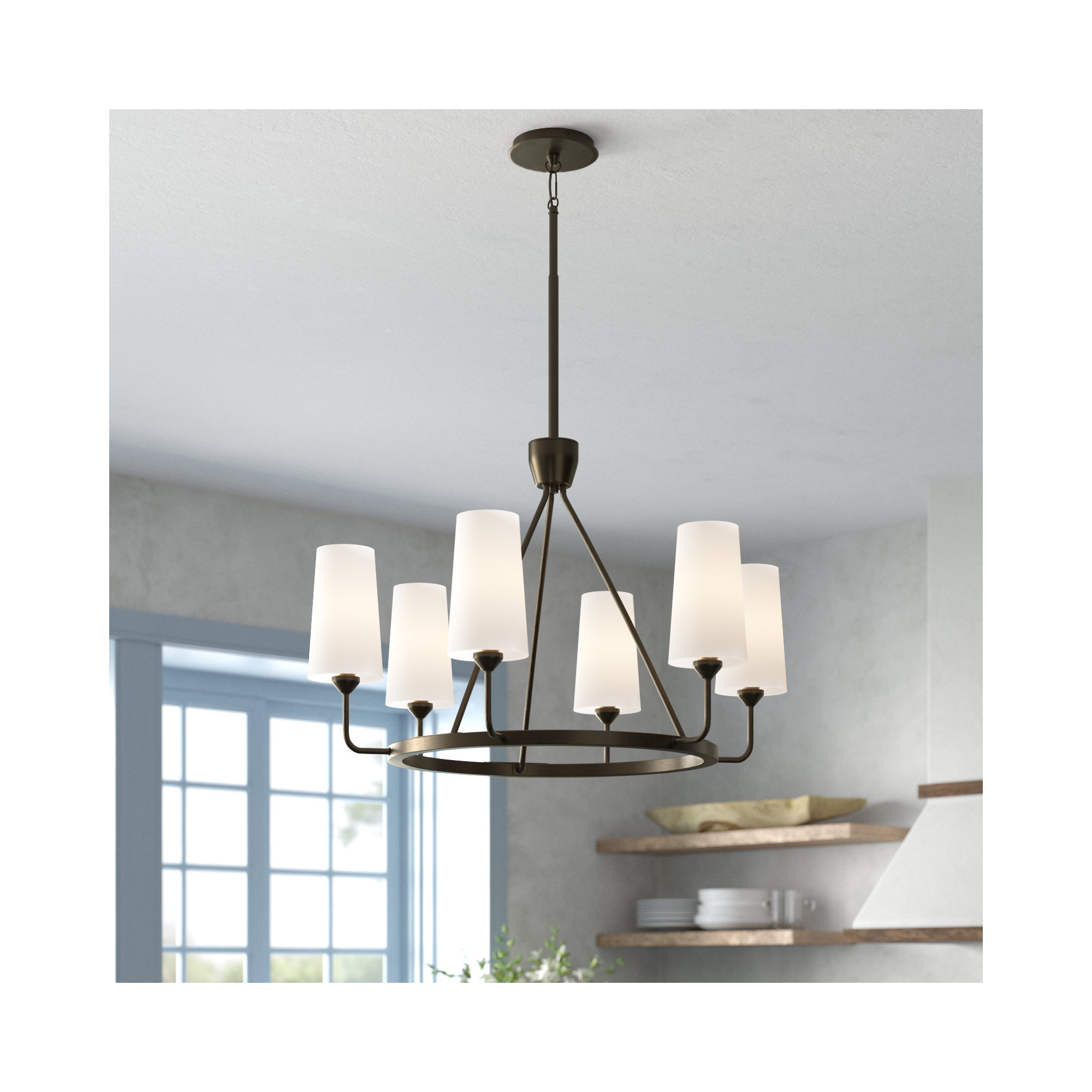 Ardea 6 - Light Metal Dimmable Chandelier, Black Oxide