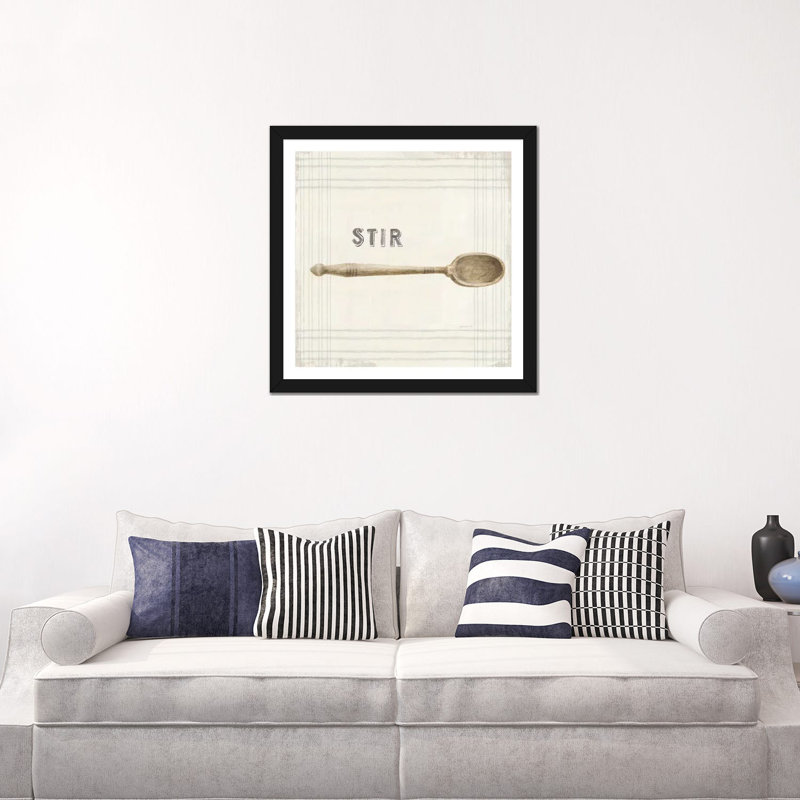 "Cuisine" par Danhui nai, impression d’art graphique, Blanc, H 24 po x l 24 po x p 1 po, Papier encadré noir