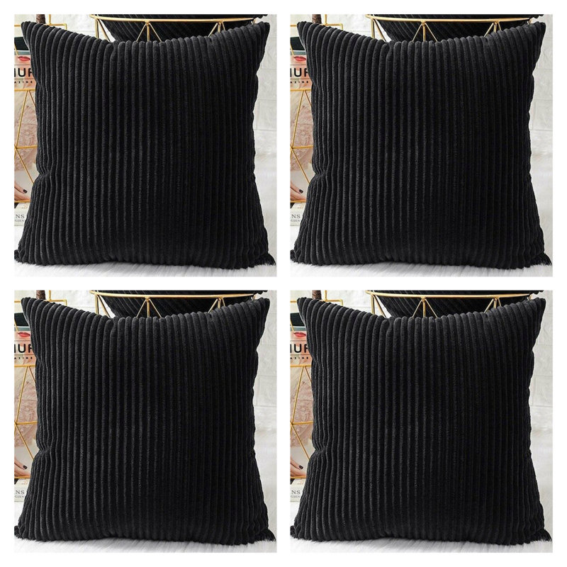Nayely Square Throw Pillow Cover, Black