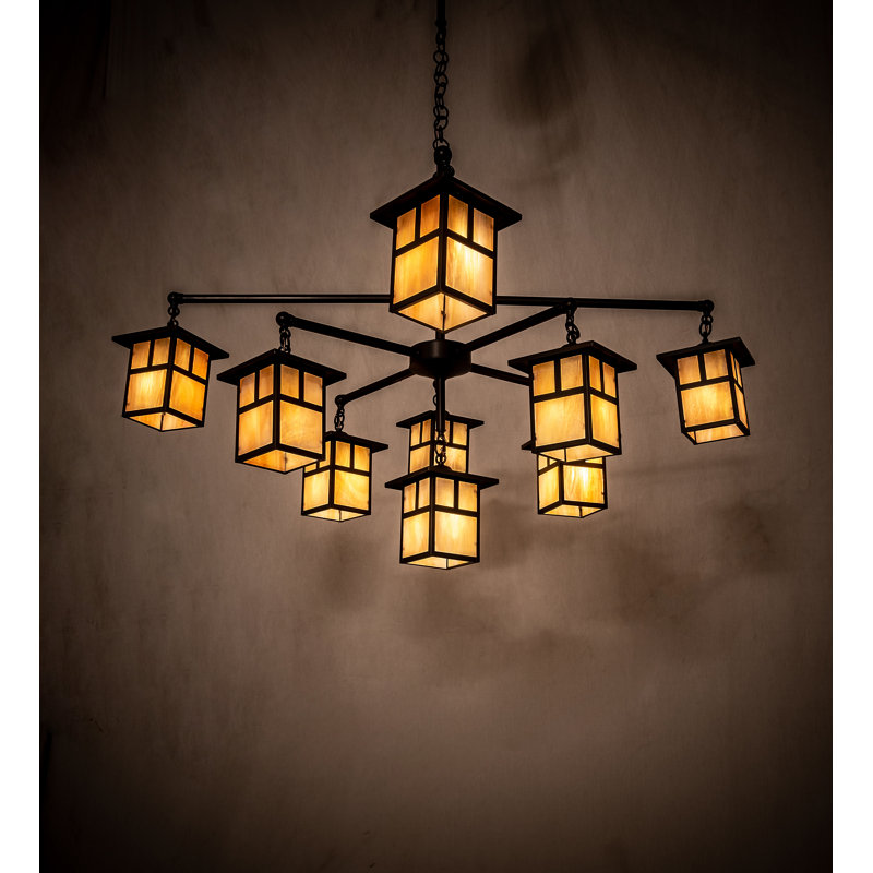 Lustre rectangulaire à 9 lumières avec abat-jour Thibaud