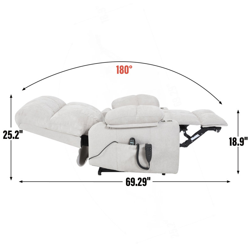Dual Motor Infinite Position Up To 350 LBS Chenille Power Lift Recliner Chair, Heavy Duty Motion Mechanism With 8-Point Vibration Massage And Lumbar Heating, Dual Cup Holders