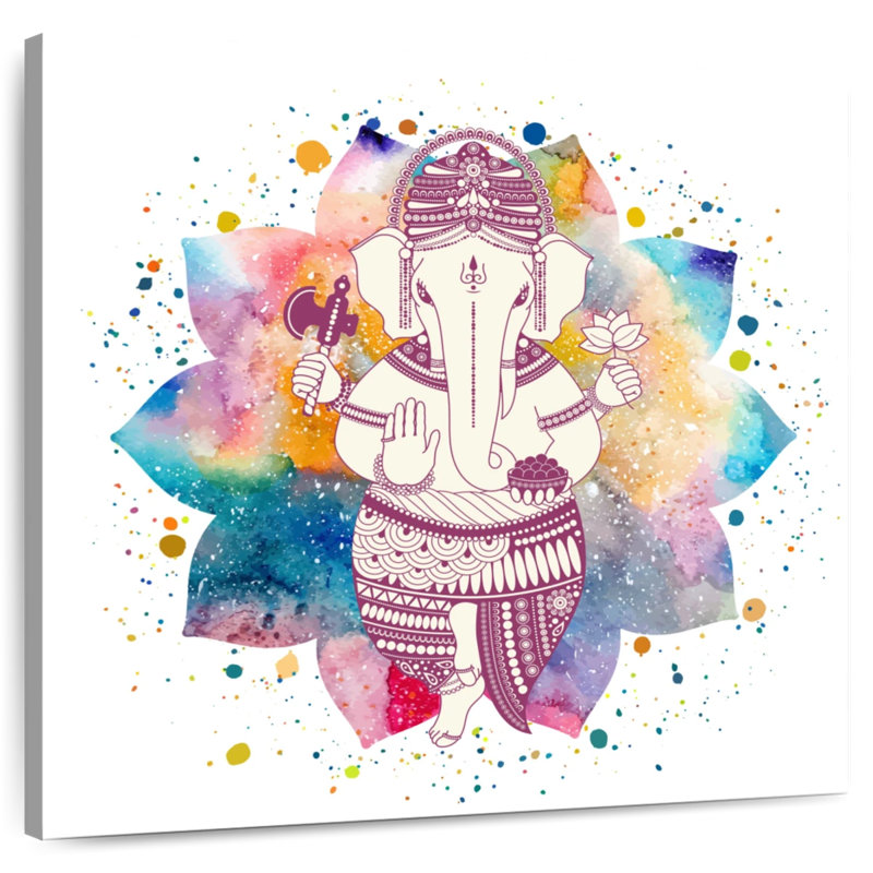 Javetta Paint Splash Lord Ganesh, 24" H x 24" W