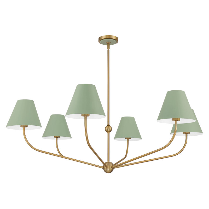 Augustina Light Vibrant Chandelier, Green/White, 6, 12.6"H x 48"W x 48"D