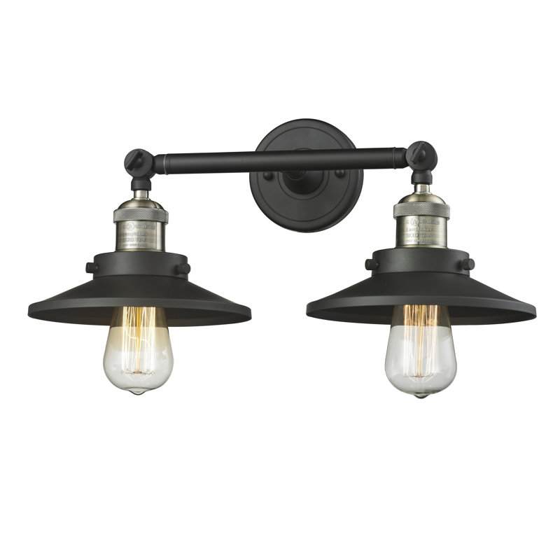 Éclairage pour salle de bain à intensité variable 2 lumières Gault, Ampoule non incluse, Laiton antique noir, Noir mat