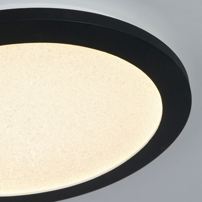 Glass LED Flush Mount, Matte Black, 30cm H x 300cm W x 300cm D