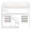 Lit mezzanine double en bois avec bureau, 2 commodes et éclairage à DEL - Lit de rangement compact, blanc-1846463957-1846463956