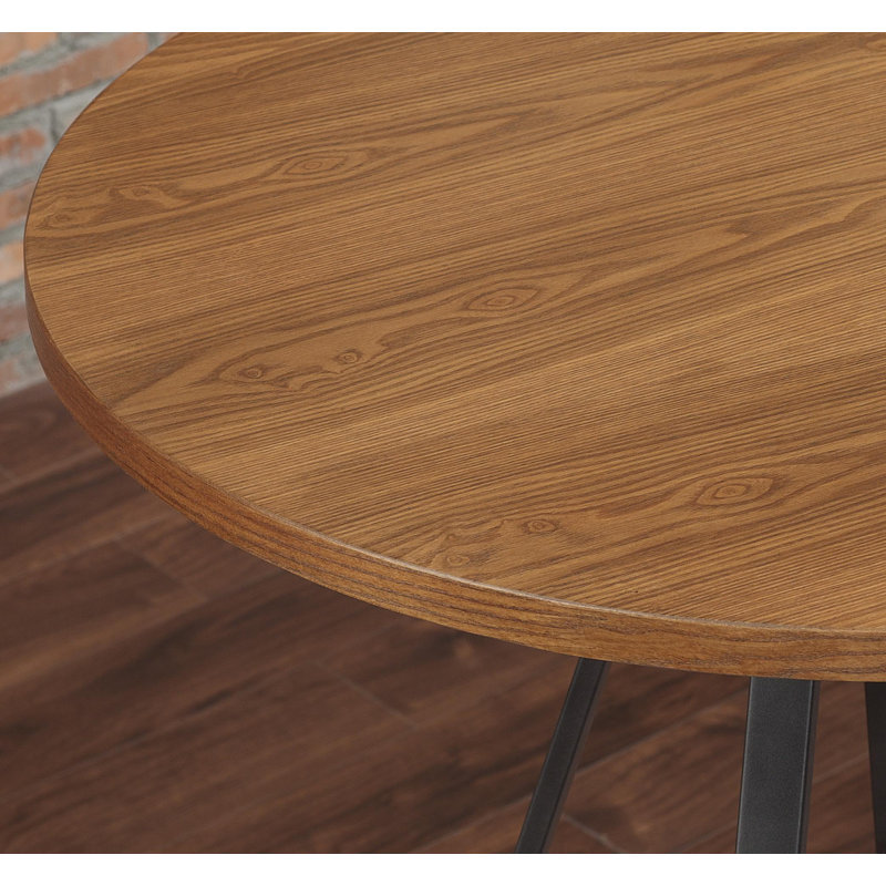 Deanna Round Metal Base Dining Table, Brown/Slate Gray
