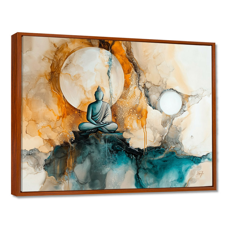 «Whispering Light Of Buddhism II», reproduction d'art bouddhiste, H 16 po x l 32 po, Reproduction avec cadre flottant, Brun