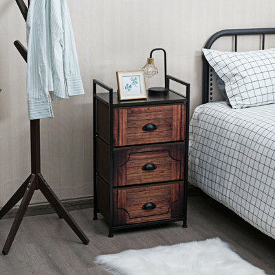 Commode en tissu à 3 couches Muncy avec tiroirs en tissu et structure en acier
