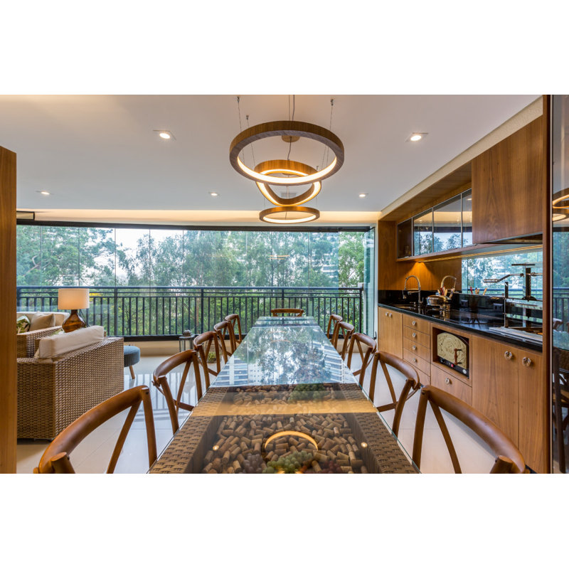 1 - Light LED Pendant, Imbuia, 1.95" H x 54.6" W x 29.45" D