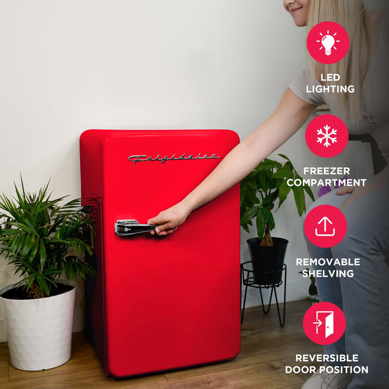 Frigidaire 3.2 cu. ft. Retro Compact Fridge with Chiller, Compact Refrigerator for Office, Dorm, Red