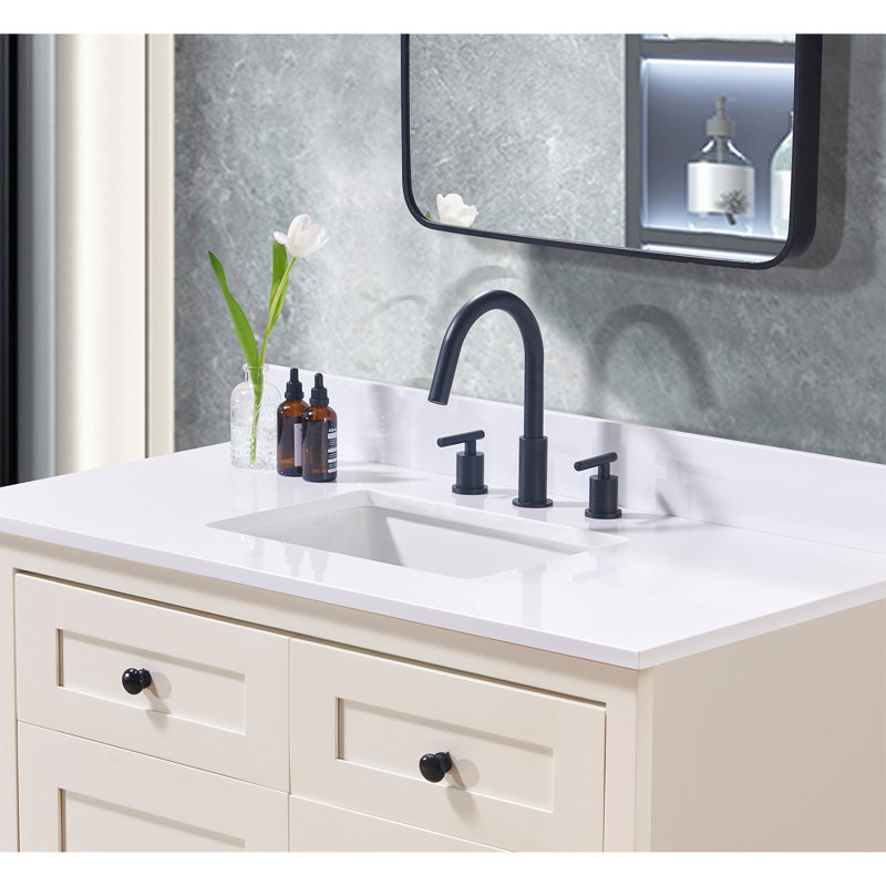 Snow White 43" Composite Stone Vanity Top with Rectangular Sink