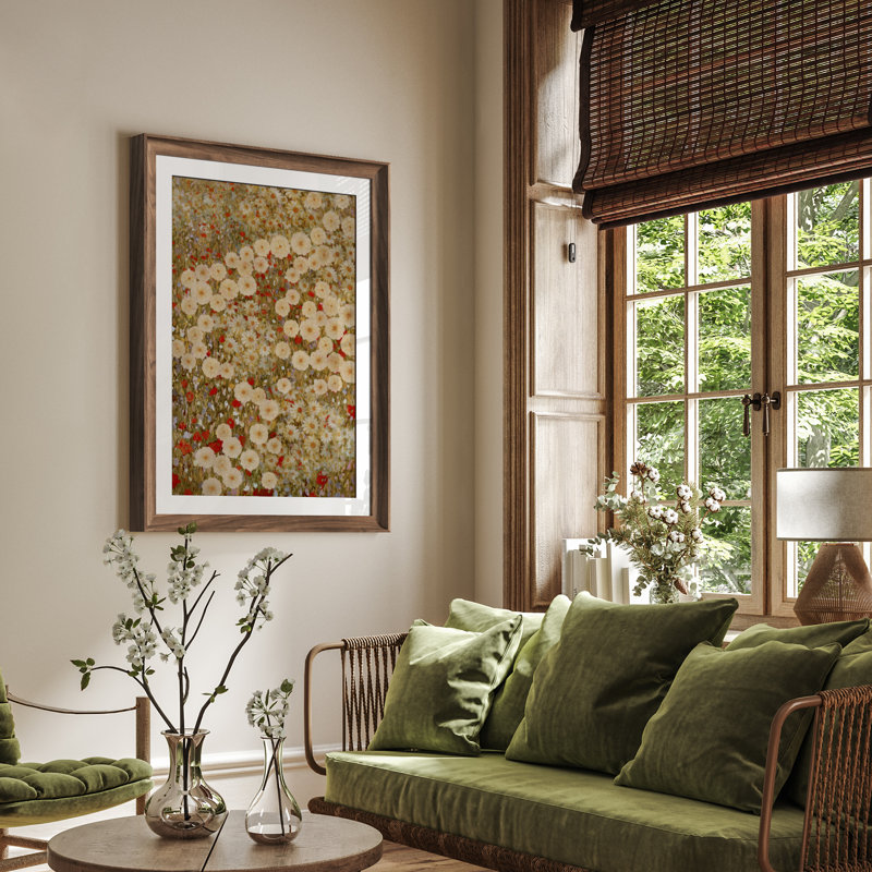 Art mural vintage rétro encadré pour chambre à coucher - 26 po x 36 po brun, Reproduction encadrée avec passe-partout