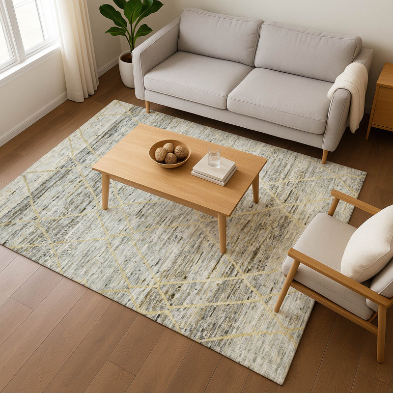 Premium Machine Washable Honig AMF1658 Diamonds Rug, Rectangle 5' x 7'6"