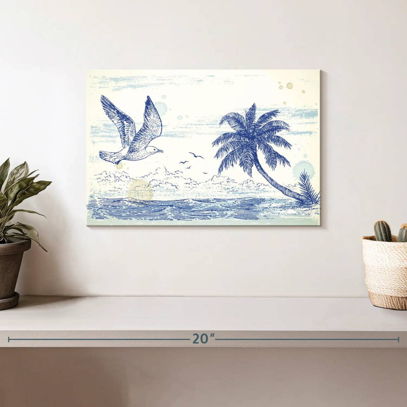 Summer Beach Drawing, 8" H x 12" W