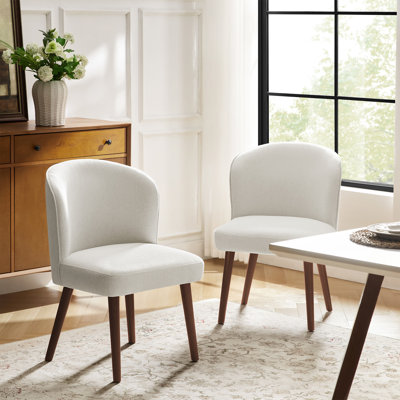 Davia Mid-Century Modern Upholstered Dining Chair With Solid Wood Leg
