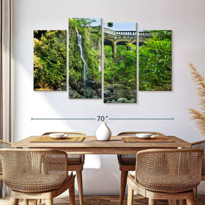 Lilie Hawaii Waterfall By Hana Bridge, H 42 po x l 68 po