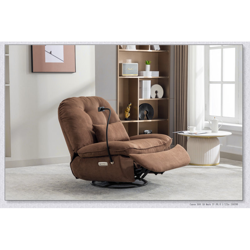 Fauteuil oscillant inclinable électrique avec chargeur USB et lecteur de musique Bluetooth pour le sommeil, le travail et les loisirs