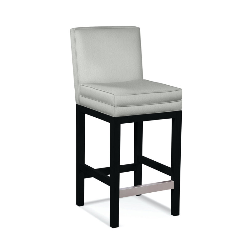 Upholstered Stool, Black Finish, Basic Grey; 0317-83