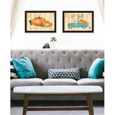 «Happy Fall-August Pumpkins» par August Grove®, art mural encadré pour le salon, reproduction d'art mural pour la maison, art mural de chambre à coucher par Marla Rea